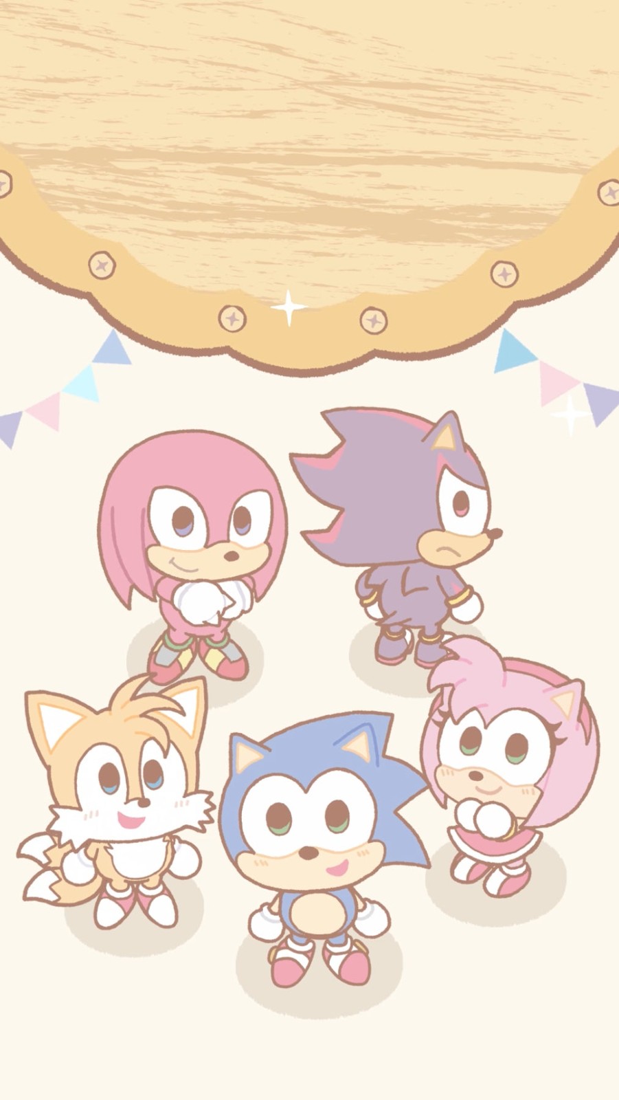 室内で集まるソニックたちのイラスト