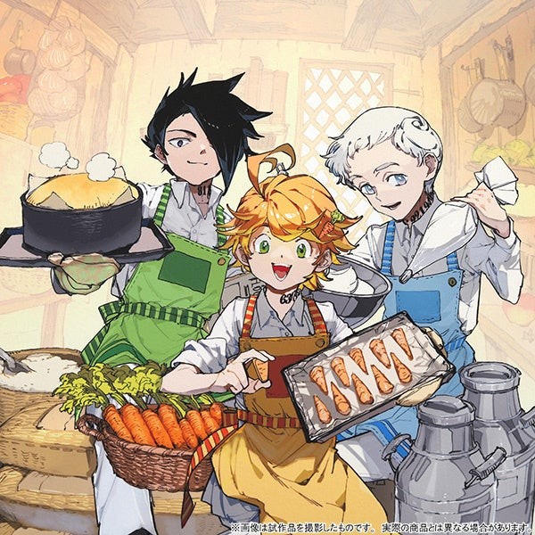 エマ、ノーマン、レイが描かれた複製原画のイラスト部分