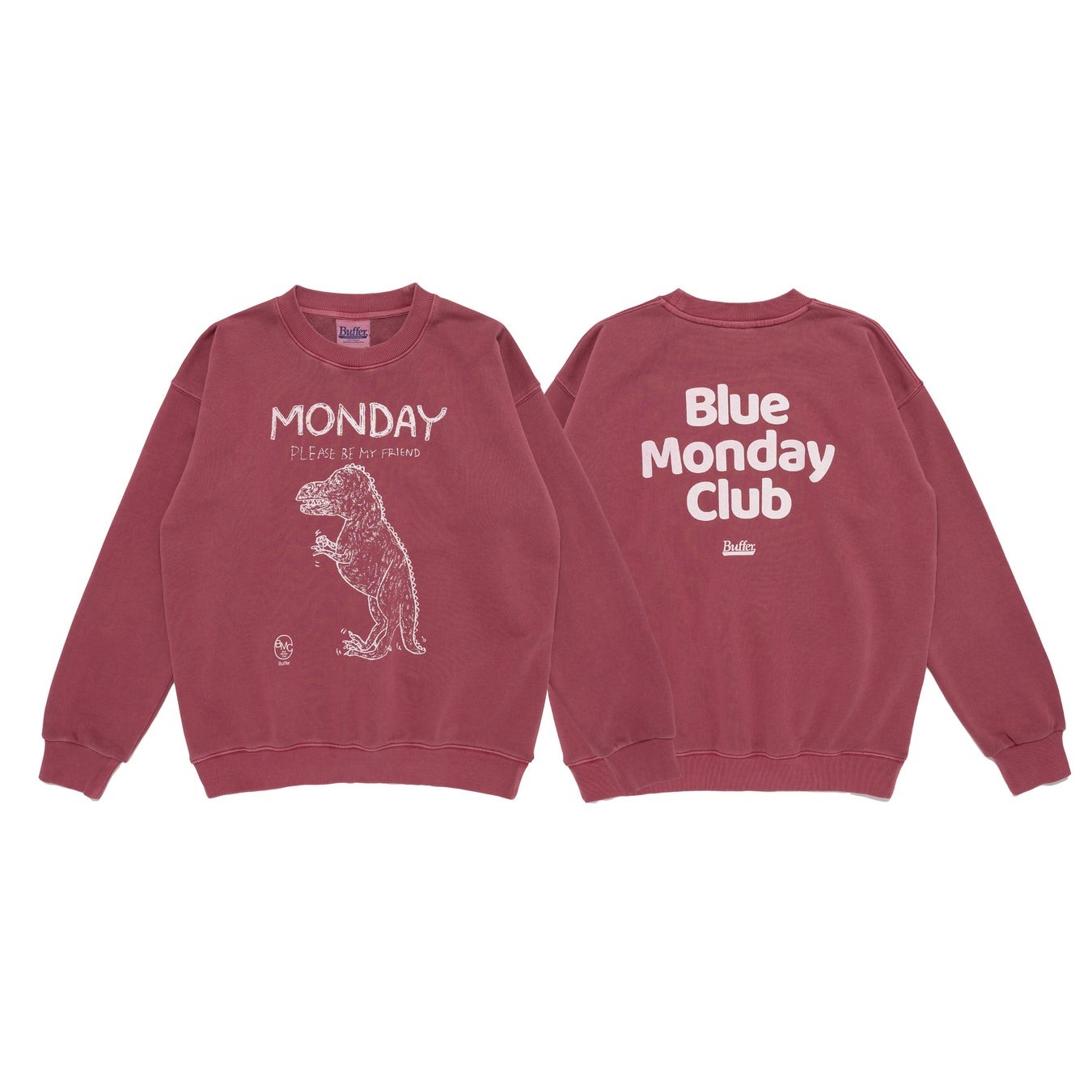 Crew Neck Sweat Shirt Monday Blue Club BURGUNDY