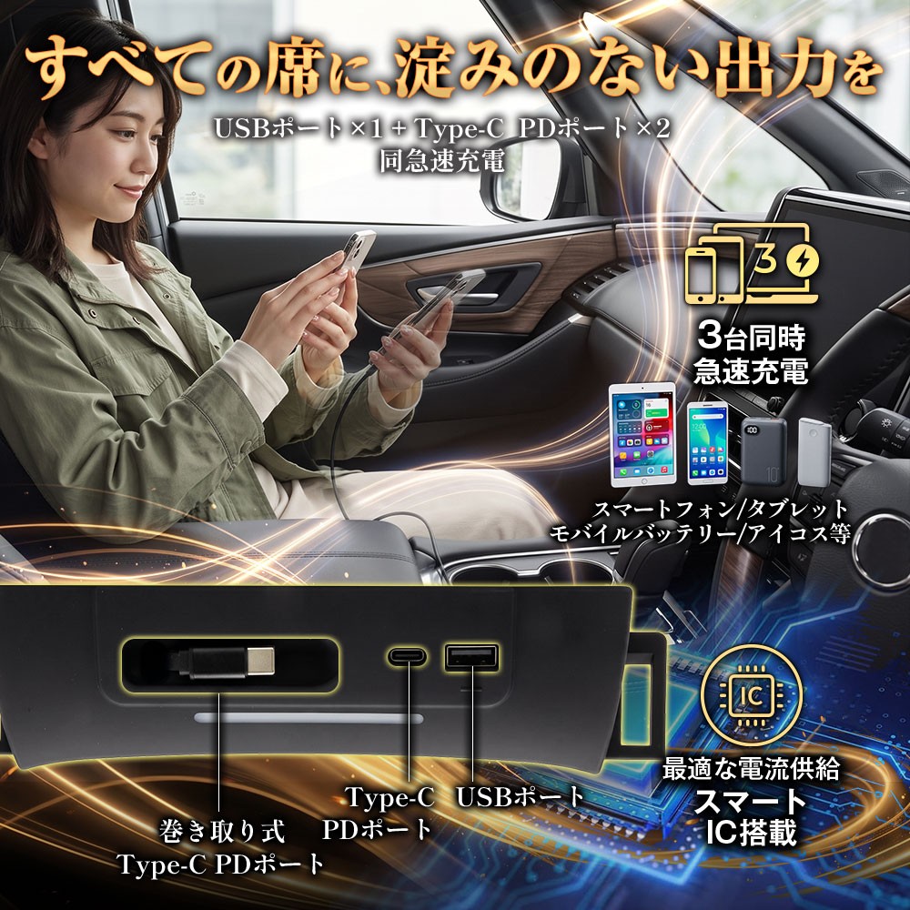 MAXWIN K-USB03-ALP40 3ポート同時急速充電