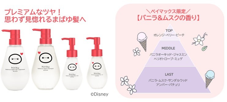 hiritu ベイマックス限定ボトルと限定の香り「バニラ&ムスク」の詳細