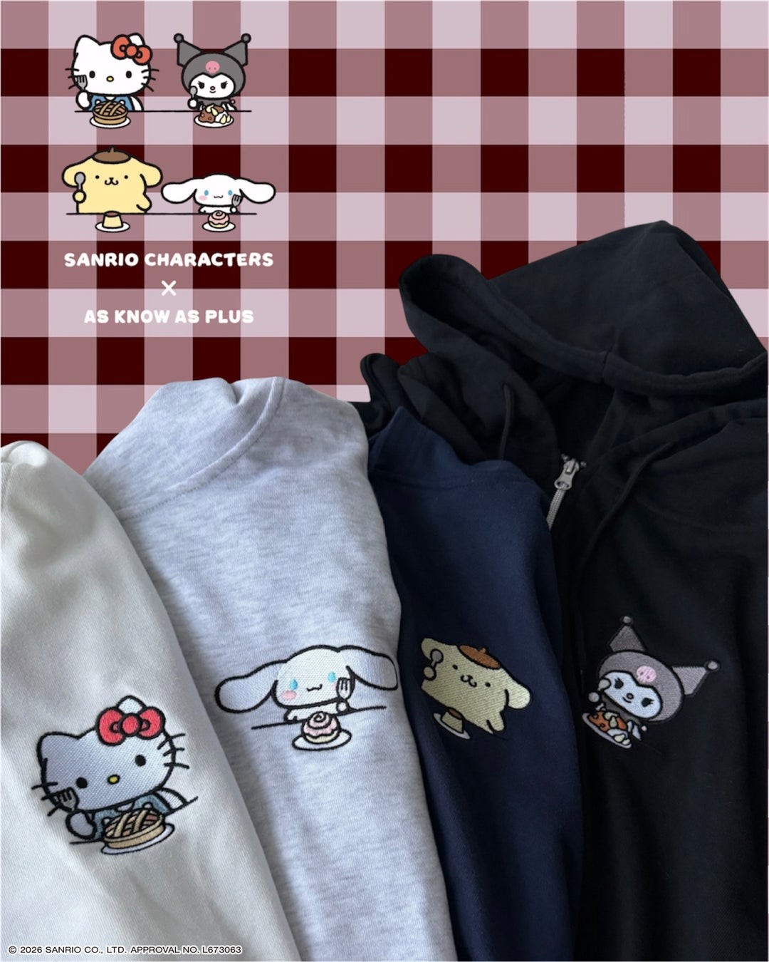 4キャラクターの前身頃刺繍