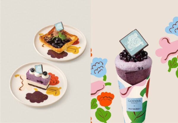 ゴディバ×マリメッコのパンヌカック、レアチーズケーキ、ブルーベリークレープ