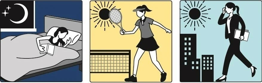 夜・運動・外出の使用シーンのイラスト