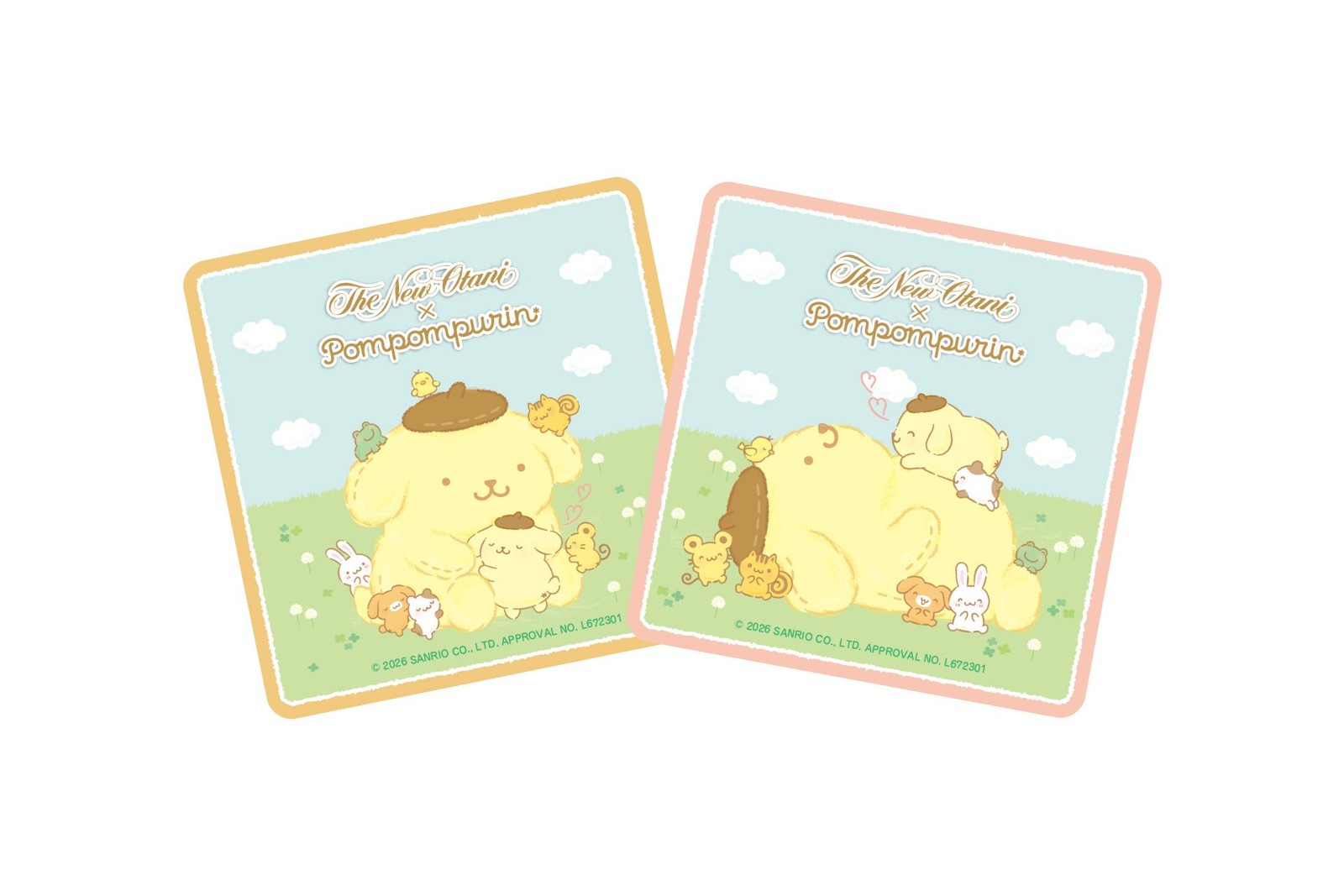 「ポムポムプリンとお友だち」オリジナルコースター2種