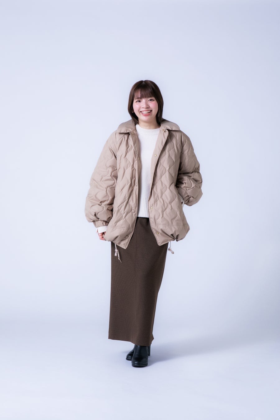 2WAYカラーキルティングダウンの着用写真