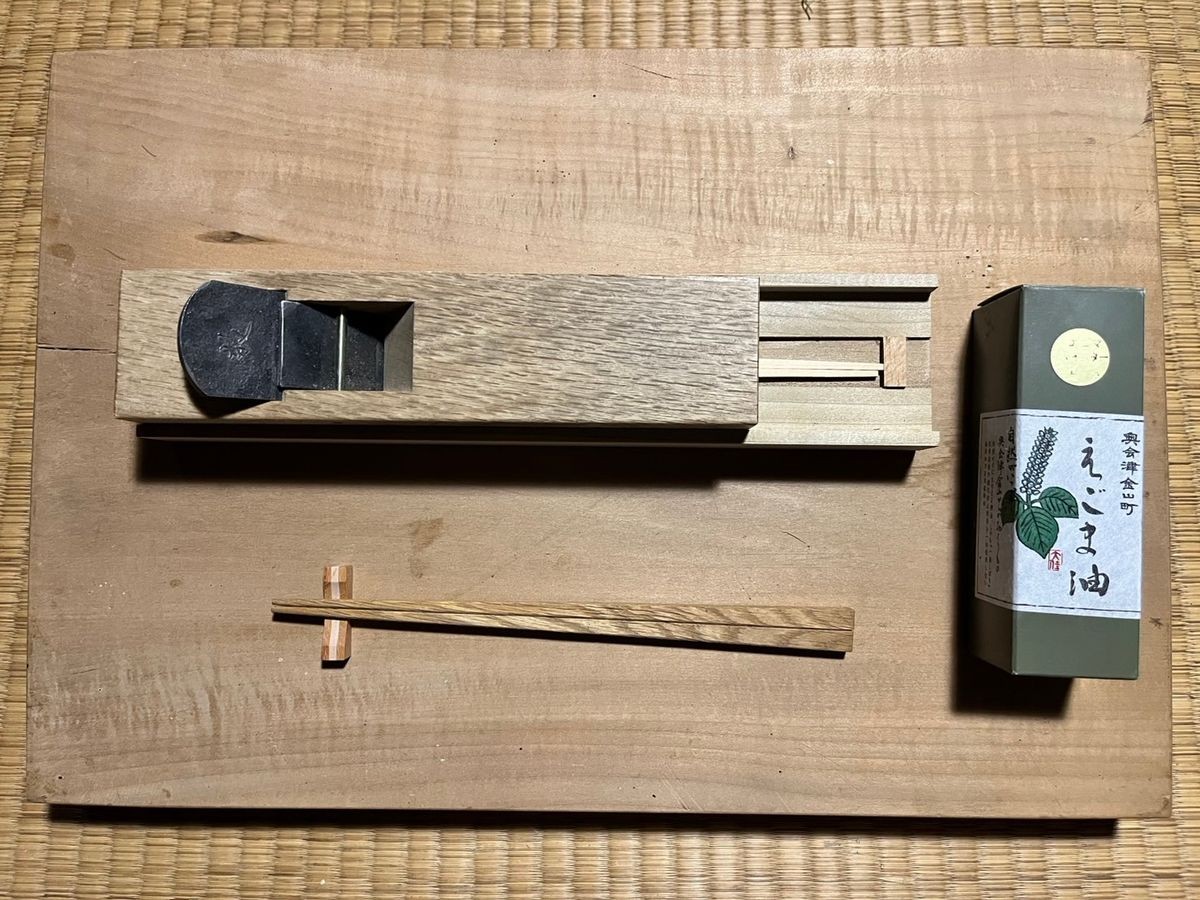 鉋で削る箸削り体験