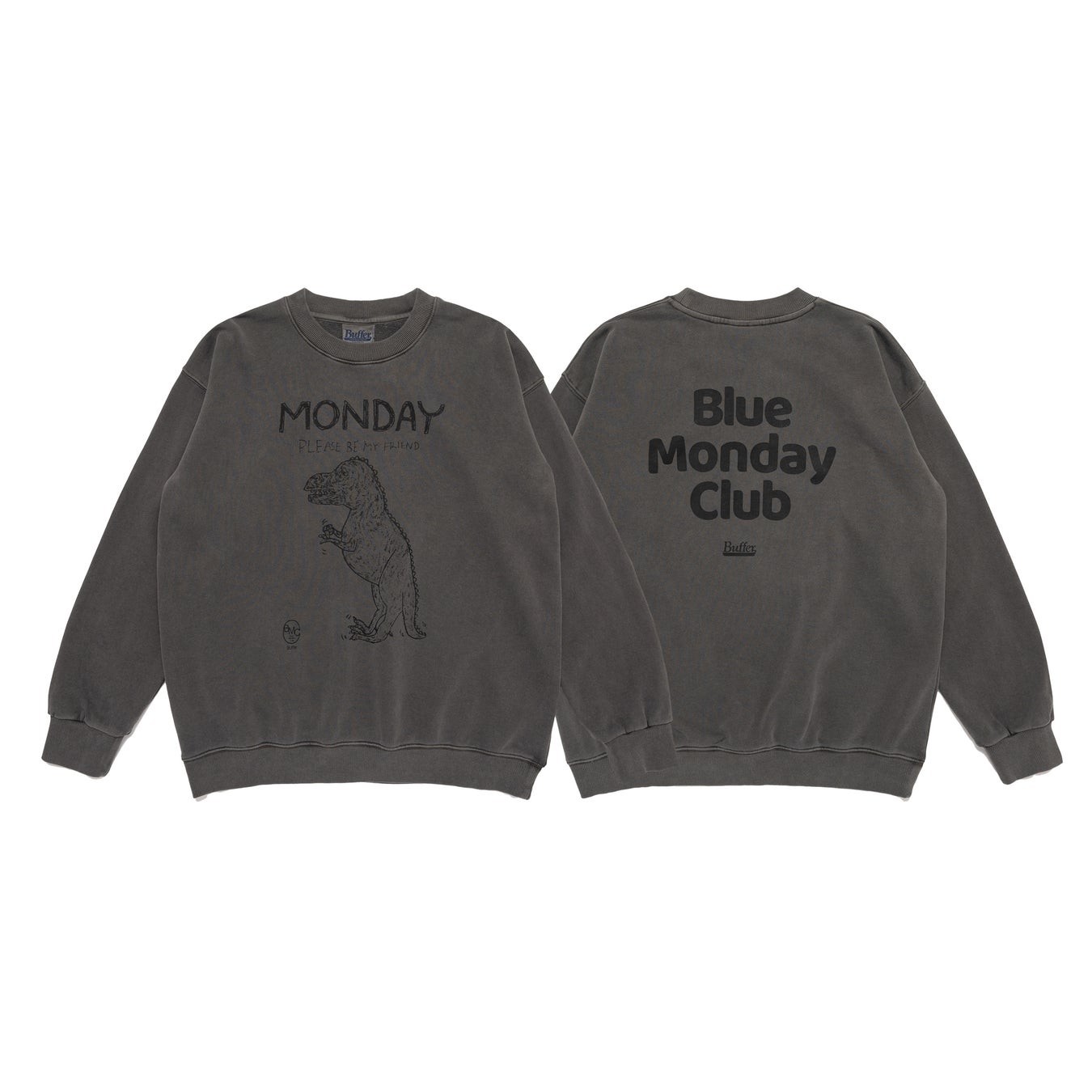 Crew Neck Sweat Shirt Monday Blue Club BLACK