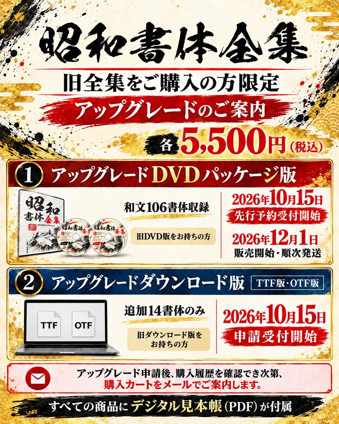 昭和書体全集 旧全集購入者向けアップグレードの案内