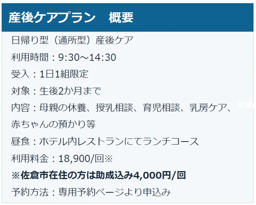 産後ケアプラン概要
