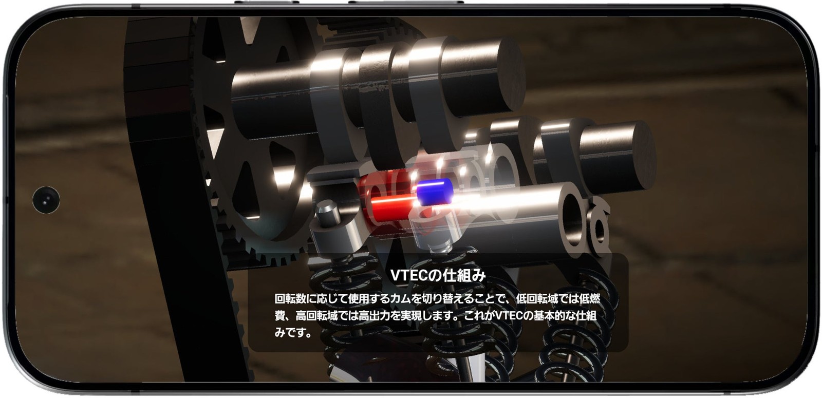 Trans4motor R TechTourのVTECの仕組み画面