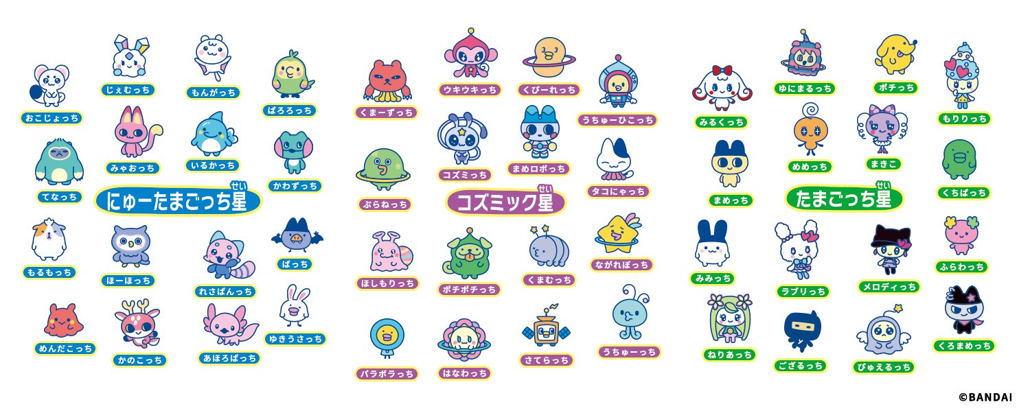 Neon Planetsで育成できるたまごっち一覧