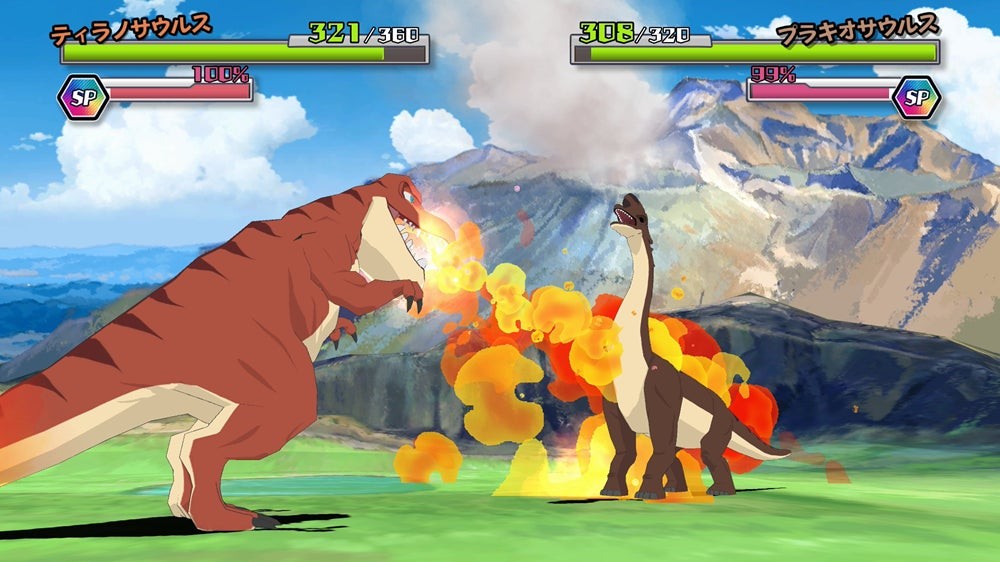 『オラと博士の夏休み』ティラノサウルスとブラキオサウルスの恐竜バトル