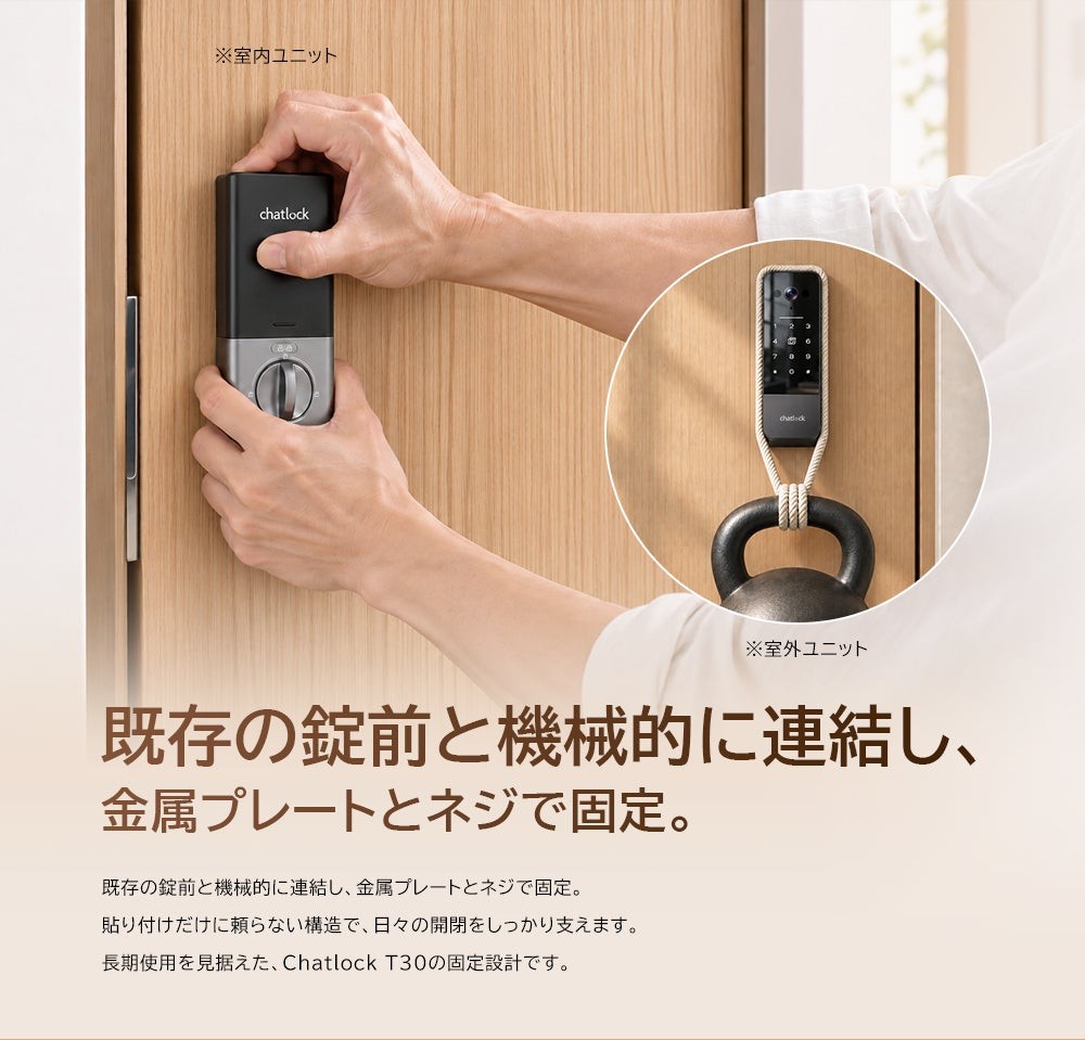 金属プレートとネジで固定するChatlock T30シリーズ