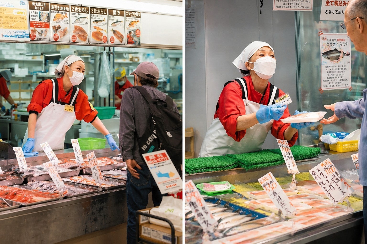 角上魚類の女性親切係