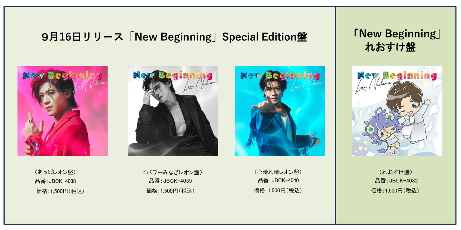 新浜レオン New Beginning CDラインナップ