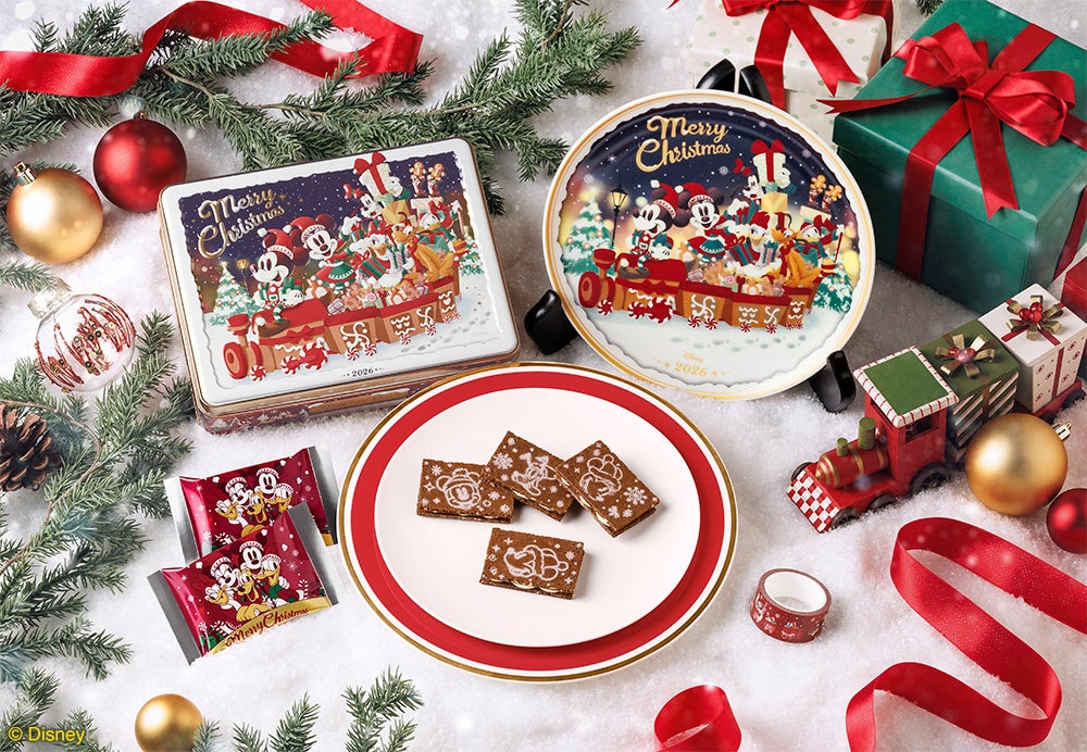 ミッキー&フレンズ<クリスマス> 2026年限定缶とイヤープレート、ホワイトチョコレートサンド